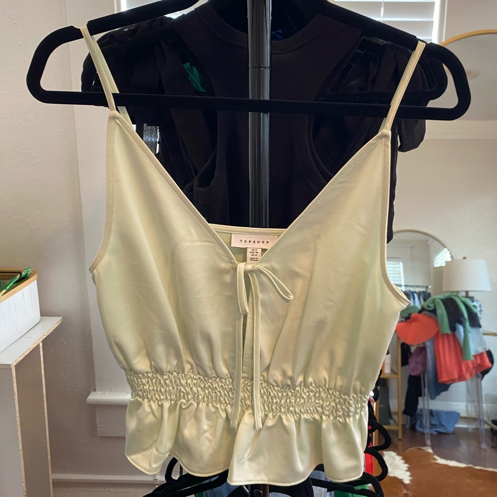 Light Green Topshop Tie Front Cami